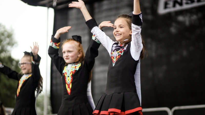 Young Trinity dancers performing on a stage